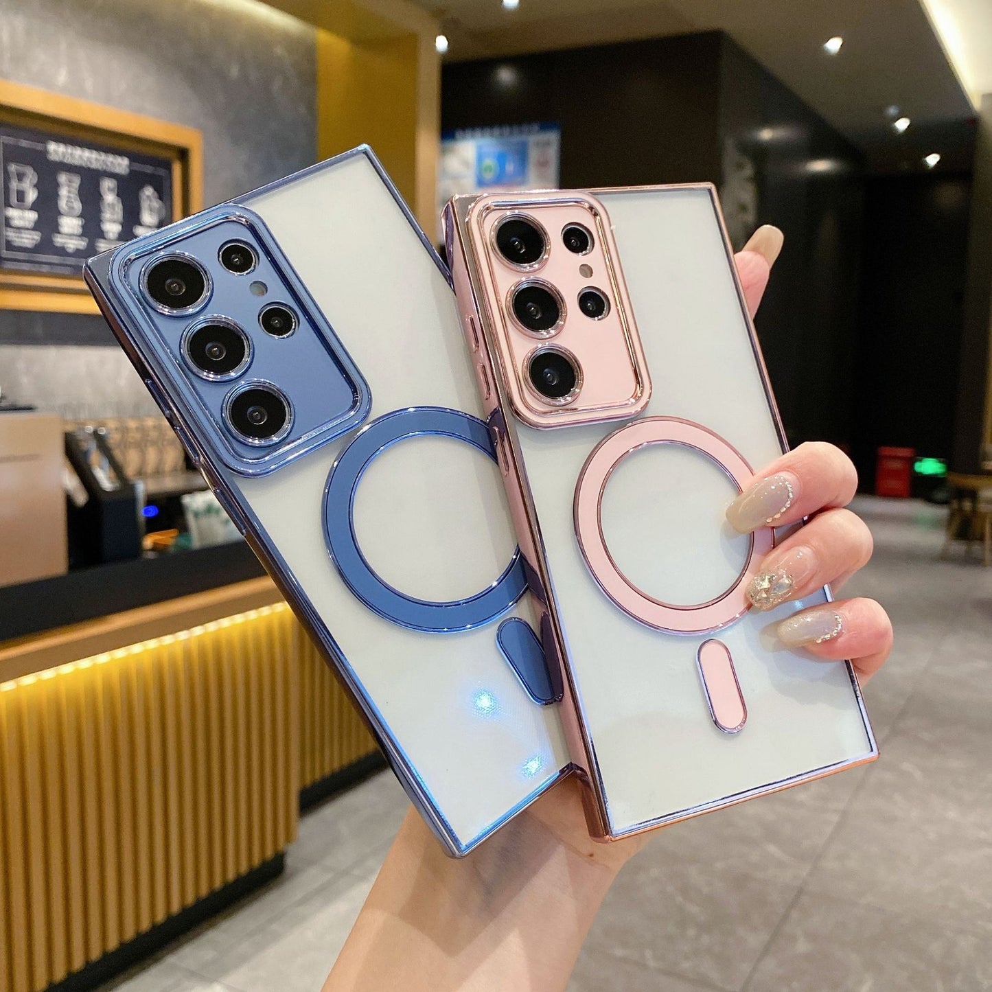 Electroplated Bezel Ultra Slim Nude Magnetic Case Cover for Samsung S Series