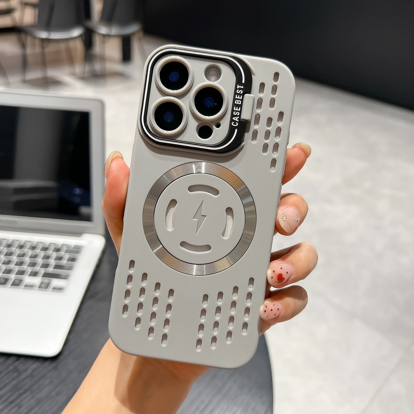 Skeleton Cooling & Invisible Lens Stand Case Cover for iPhone