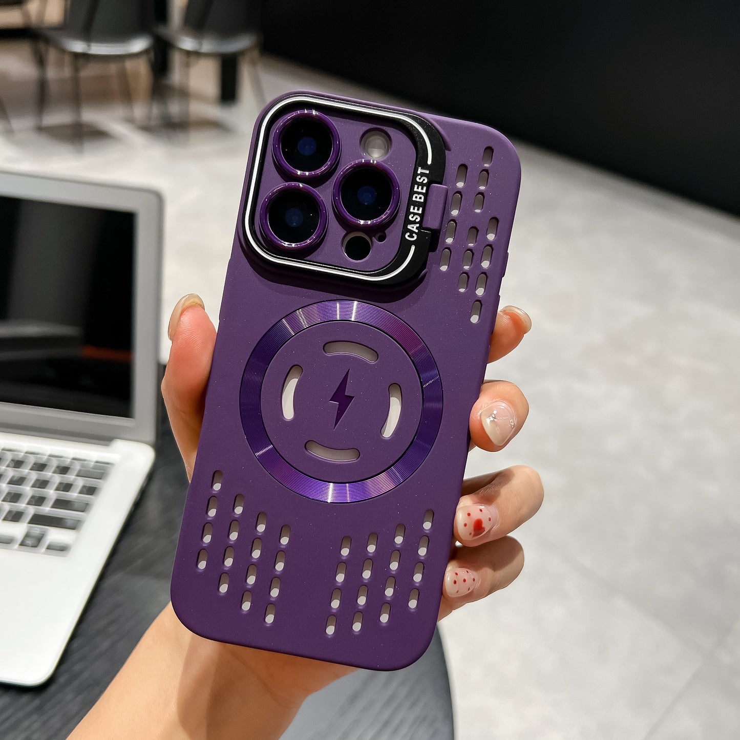 Skeleton Cooling & Invisible Lens Stand Case Cover for iPhone