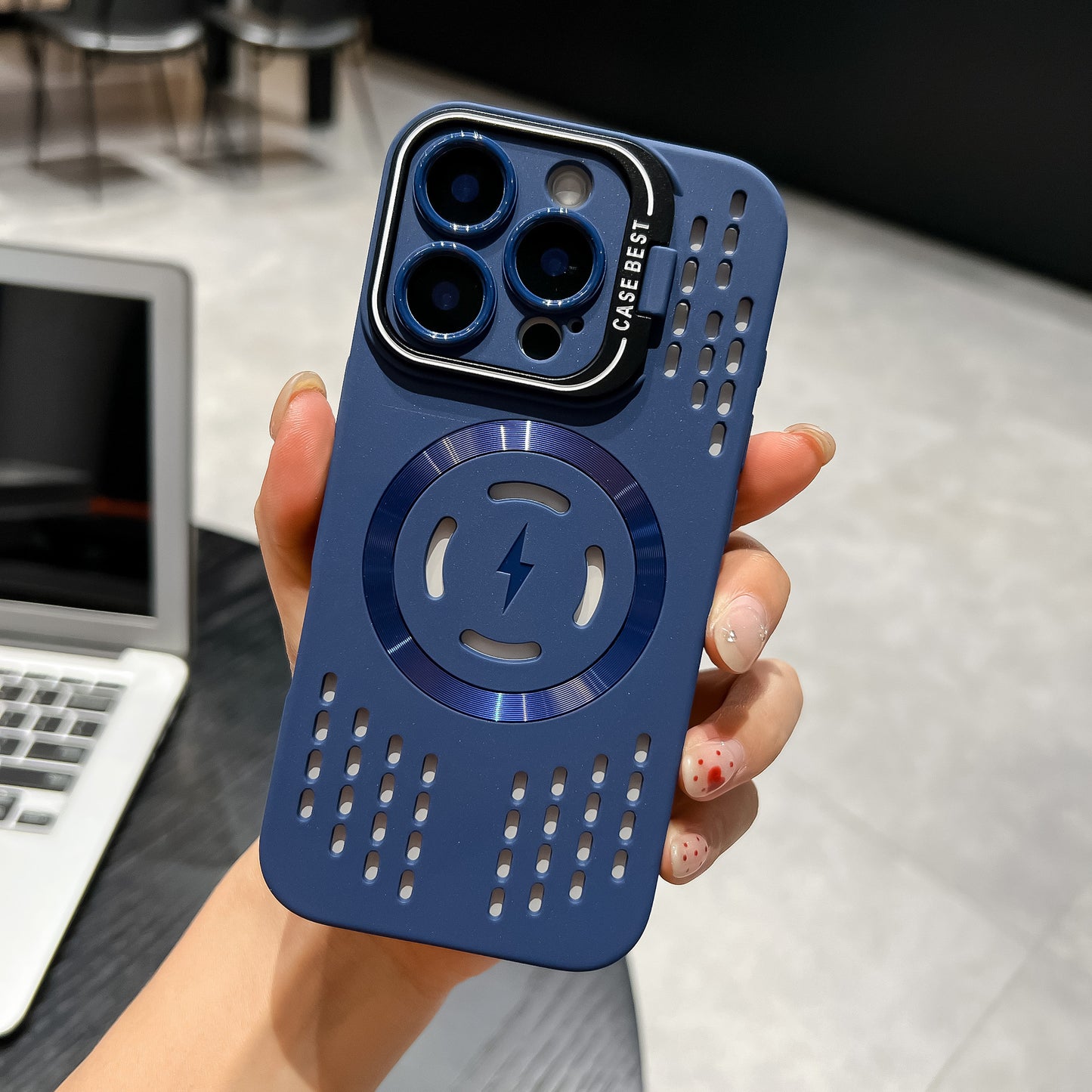Skeleton Cooling & Invisible Lens Stand Case Cover for iPhone