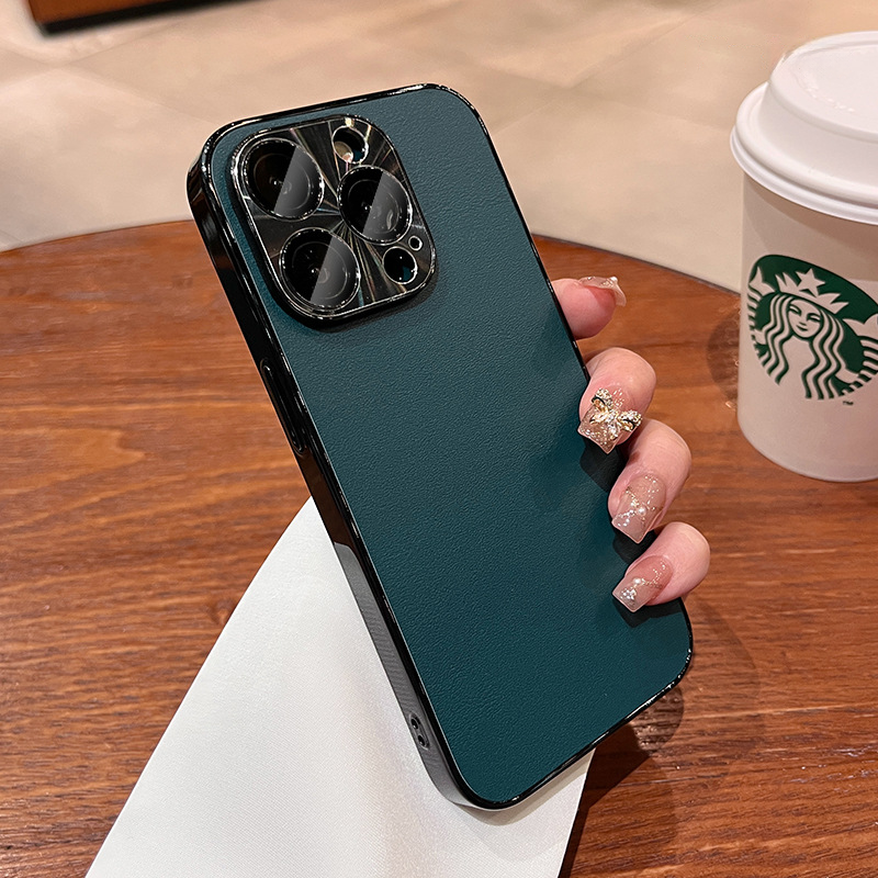 Luxury Leather Electroplated Bezel Case Cover for iPhone