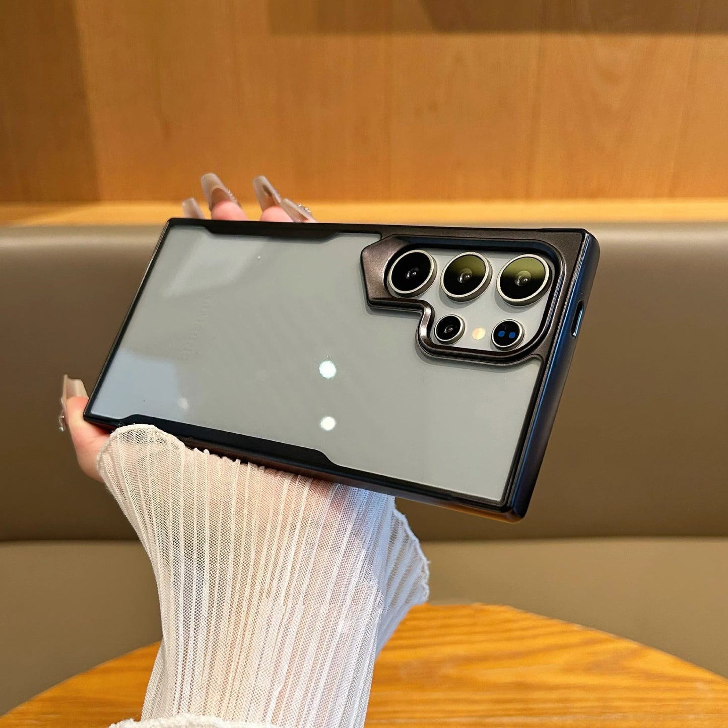 Durable Acrylic Back & Frosted Bezel & Shaped Mirror Frame Case Cover for Samsung S Series