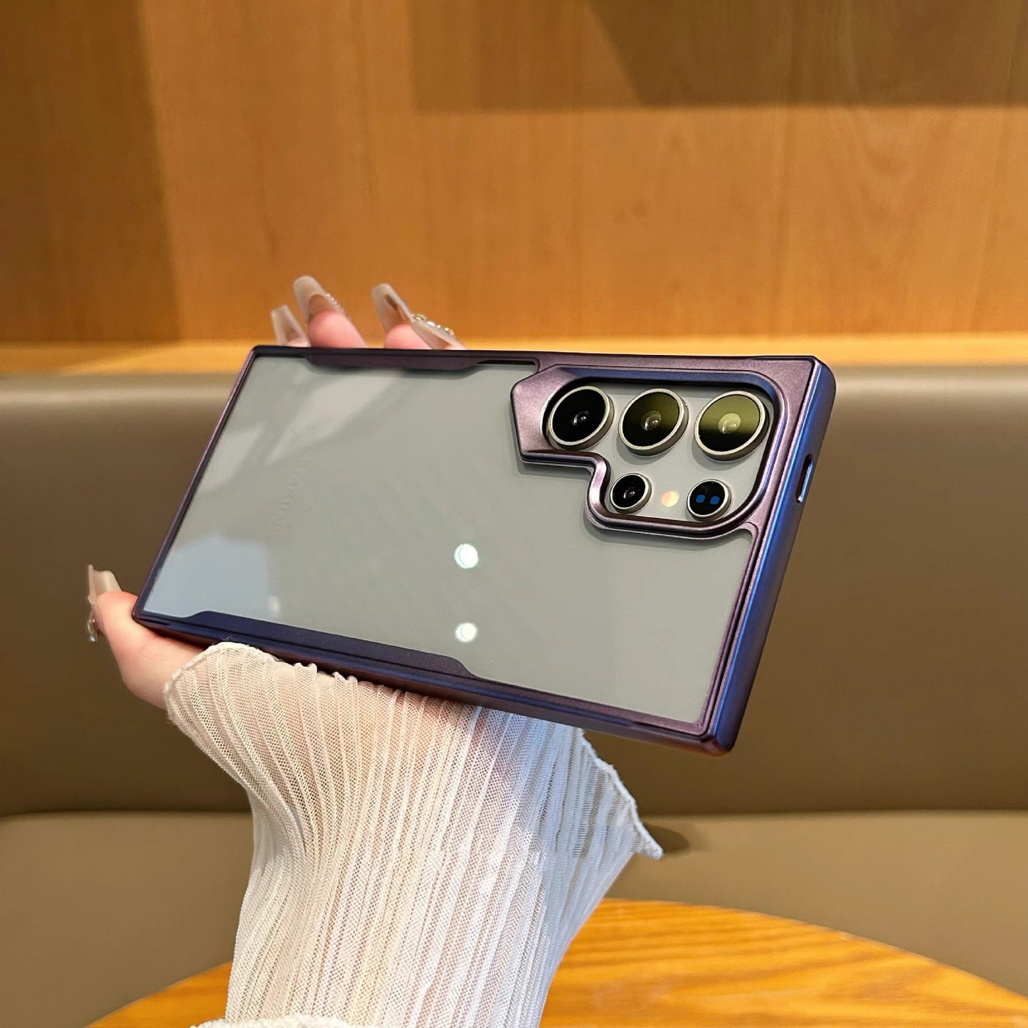 Durable Acrylic Back & Frosted Bezel & Shaped Mirror Frame Case Cover for Samsung S Series