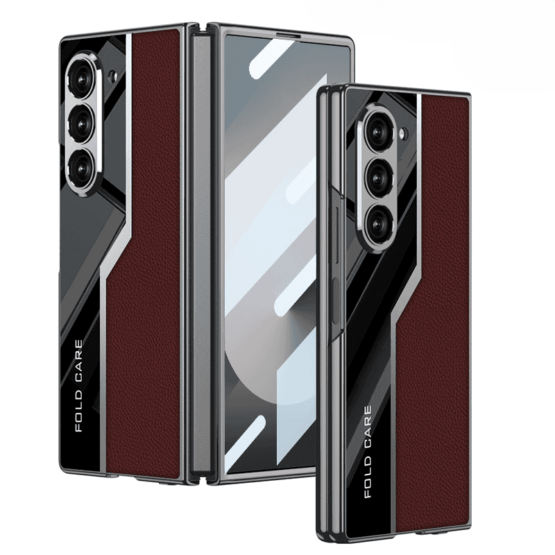 Lacquered Leather Woven Case Cover for Samsung Fold Series