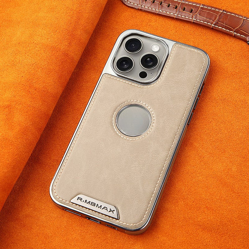 High-end Leather Metal Plating Bezel Case Cover for iPhone