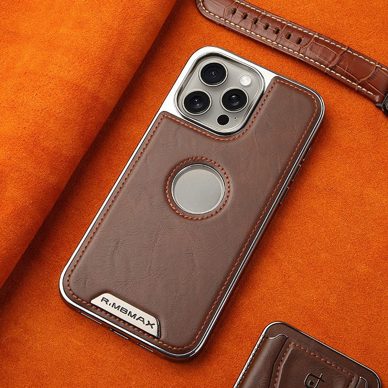 High-end Leather Metal Plating Bezel Case Cover for iPhone