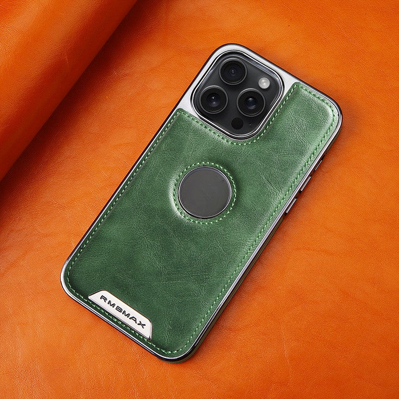 High-end Leather Metal Plating Bezel Case Cover for iPhone