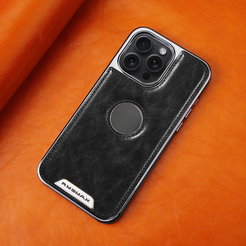 High-end Leather Metal Plating Bezel Case Cover for iPhone