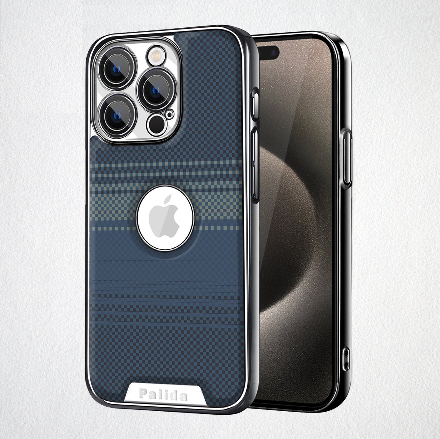 Premium Woven Texture & Electroplated Frame Case Cover for iPhone