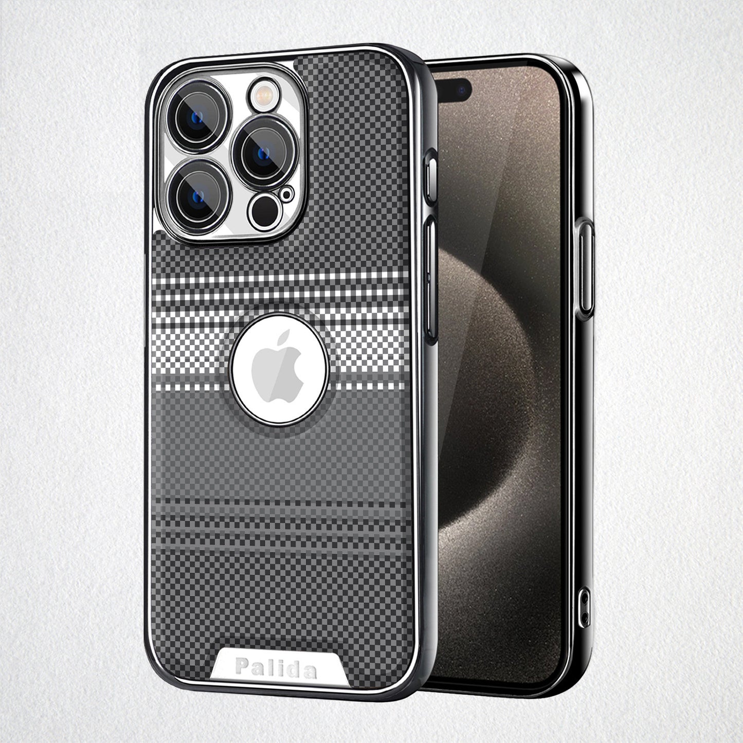 Premium Woven Texture & Electroplated Frame Case Cover for iPhone