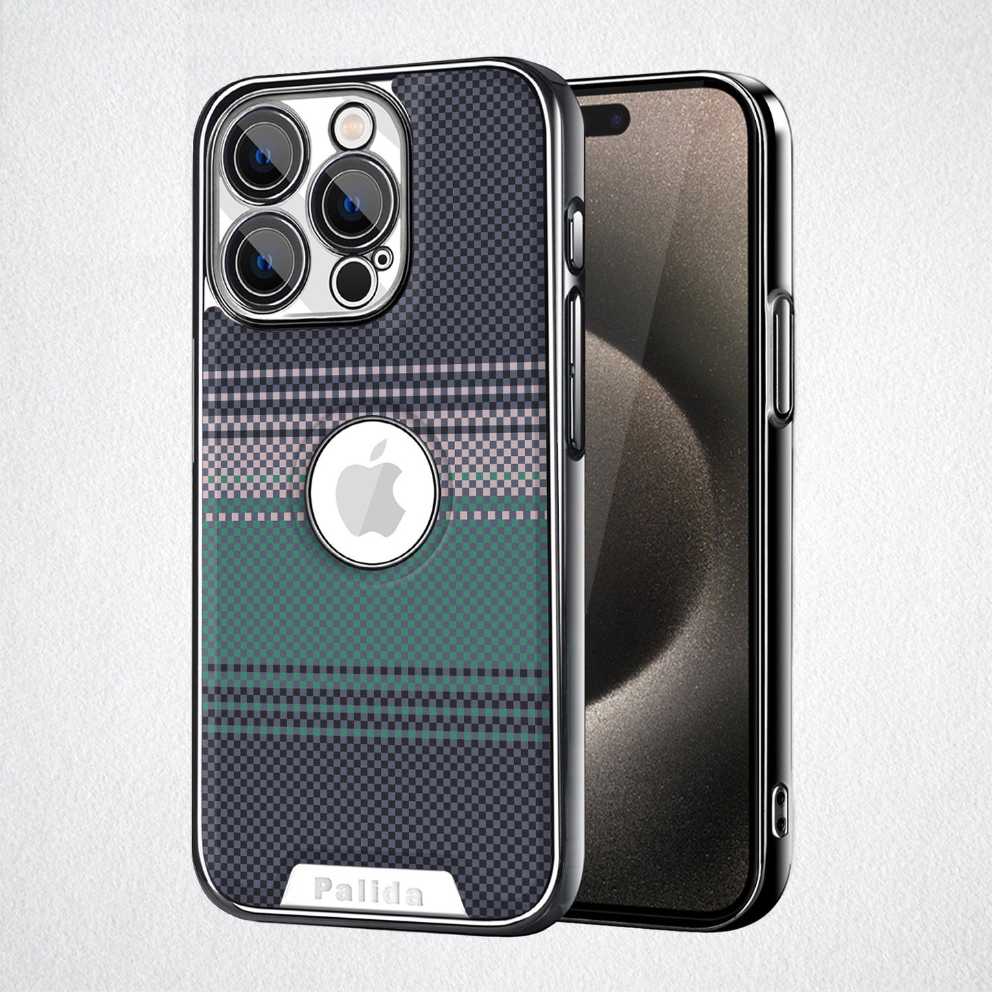 Premium Woven Texture & Electroplated Frame Case Cover for iPhone