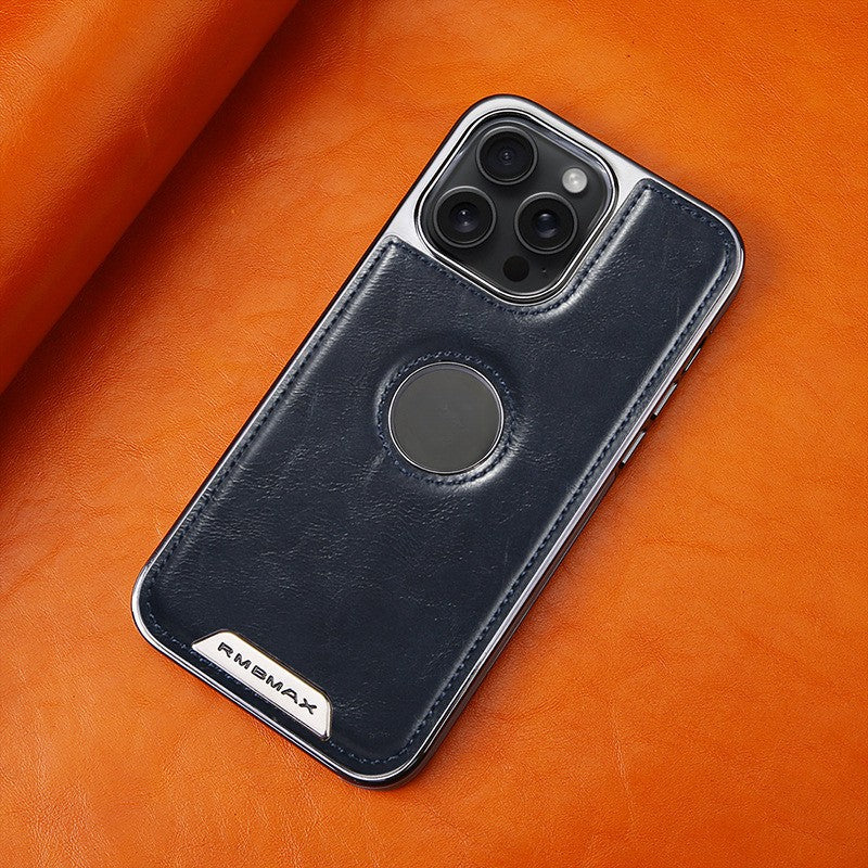 High-end Leather Metal Plating Bezel Case Cover for iPhone