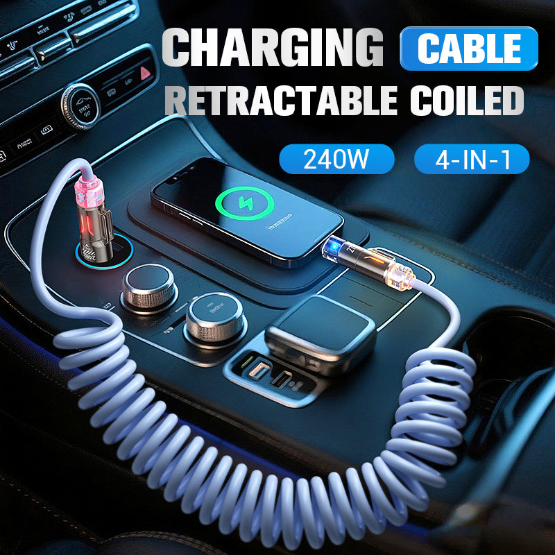 🔥 Hot sale 🔥 240W 4-in-1 Retractable Coiled Charging Cable