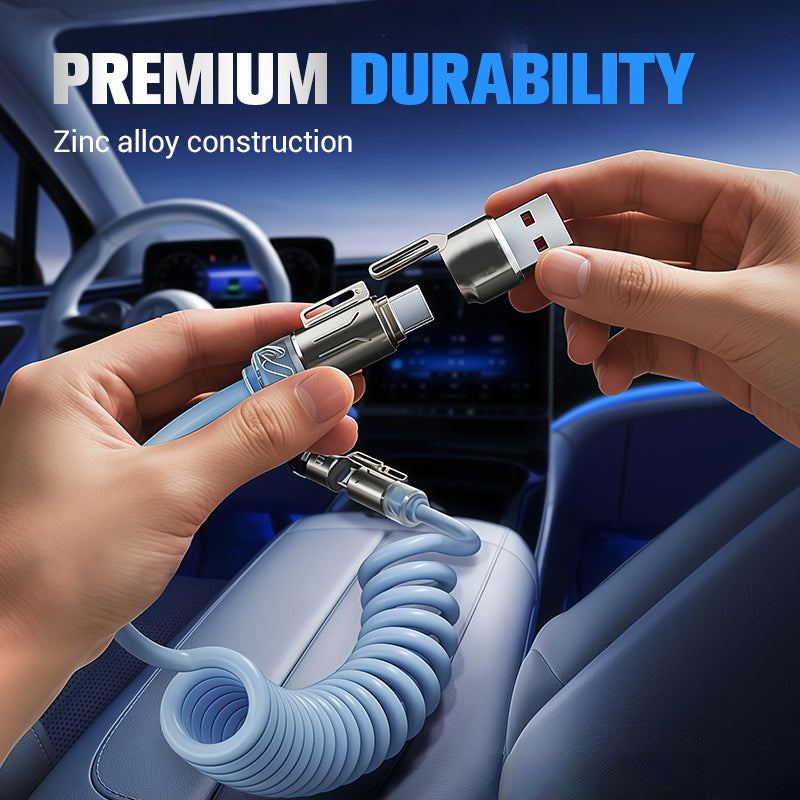 🔥 Hot sale 🔥 240W 4-in-1 Retractable Coiled Charging Cable