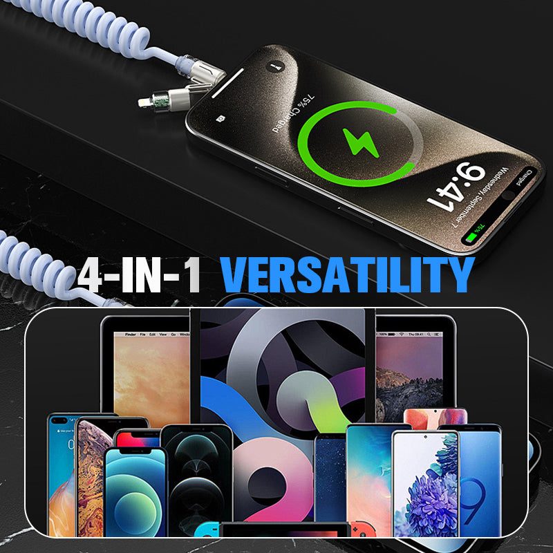 🔥 Hot sale 🔥 240W 4-in-1 Retractable Coiled Charging Cable