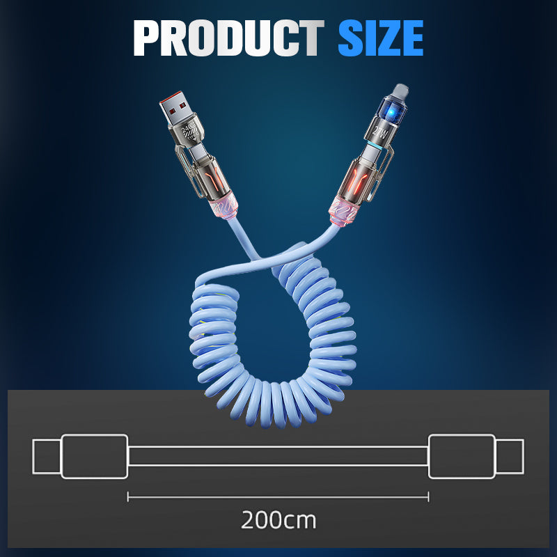 🔥 Hot sale 🔥 240W 4-in-1 Retractable Coiled Charging Cable