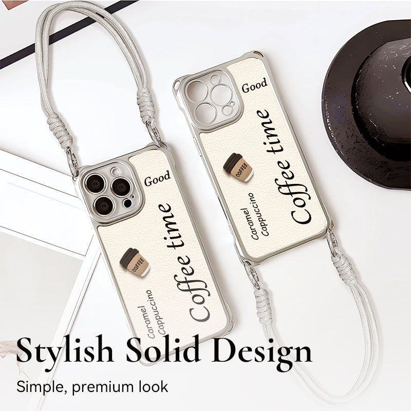 Cute Phone Cover with 3D Coffee Doll & Strap