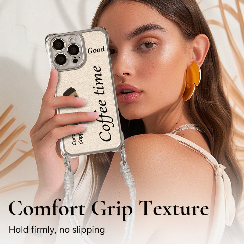 Cute Phone Cover with 3D Coffee Doll & Strap