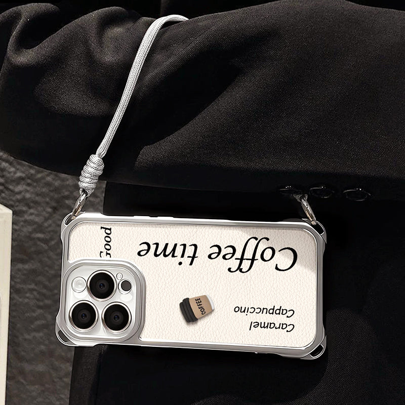 Cute Phone Cover with 3D Coffee Doll & Strap