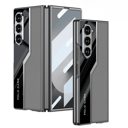 Lacquered Leather Woven Case Cover for Samsung Fold Series