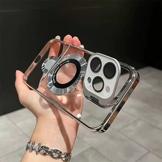 Double-Stand Electroplated Metal Frame Case Cover for iPhone