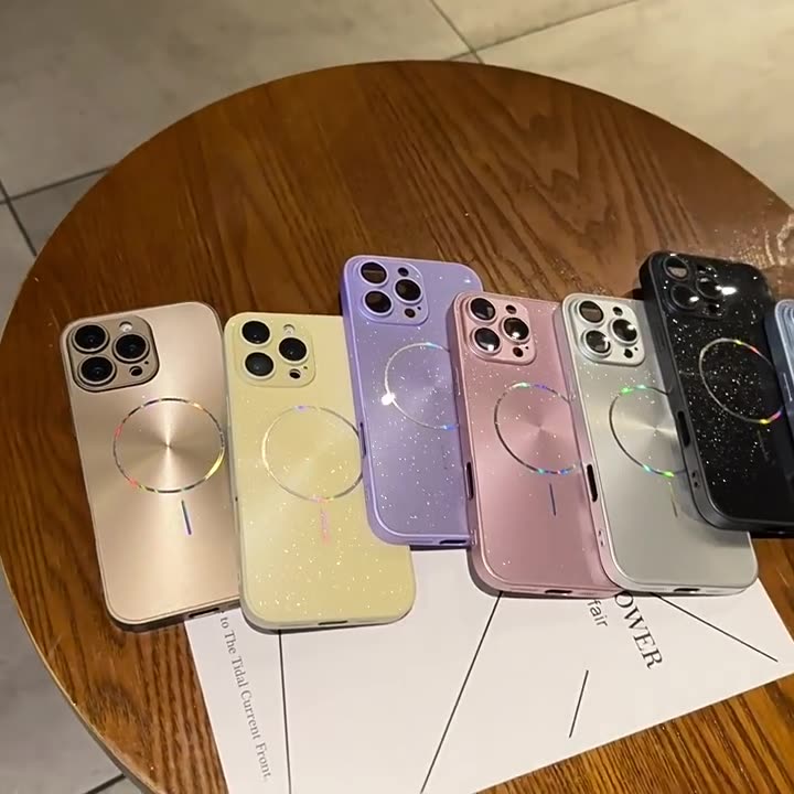 Ultra Slim Laser Magnetic Ring & Glitter Case Cover for iPhone