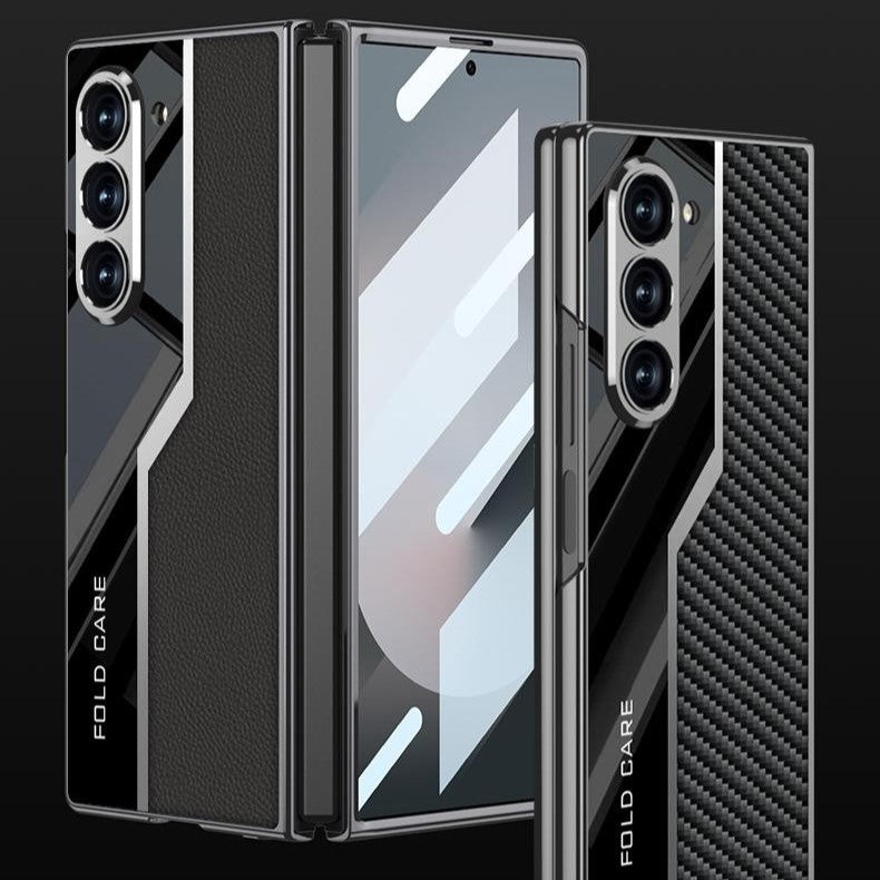 Lacquered Leather Woven Case Cover for Samsung Fold Series