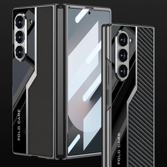 Lacquered Leather Woven Case Cover for Samsung Fold Series
