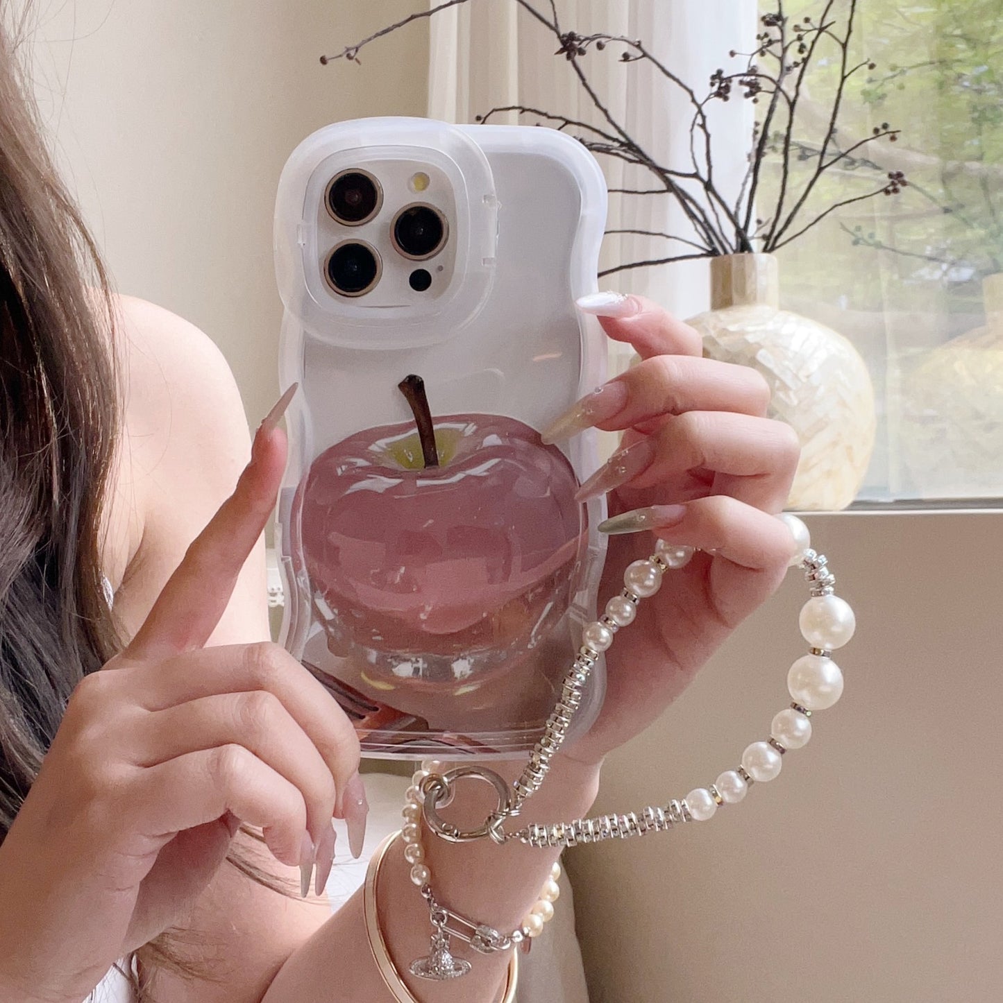 Crystal Apple Chain Case Cover for iPhone