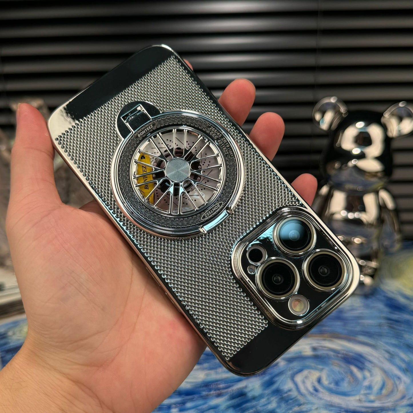 Breathable Metal Mesh & Magnetic Stand Case Cover for iPhone