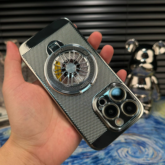 Breathable Metal Mesh & Magnetic Stand Case Cover for iPhone