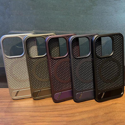 Metallic Breathable Invisible Stand Case Cover for iPhone