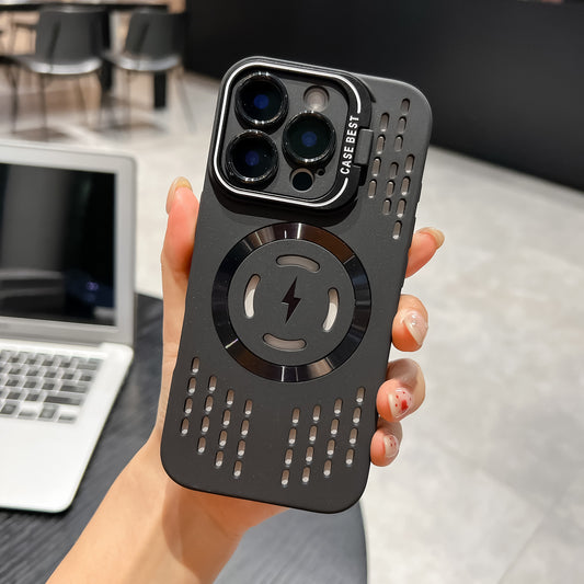 Skeleton Cooling & Invisible Lens Stand Case Cover for iPhone