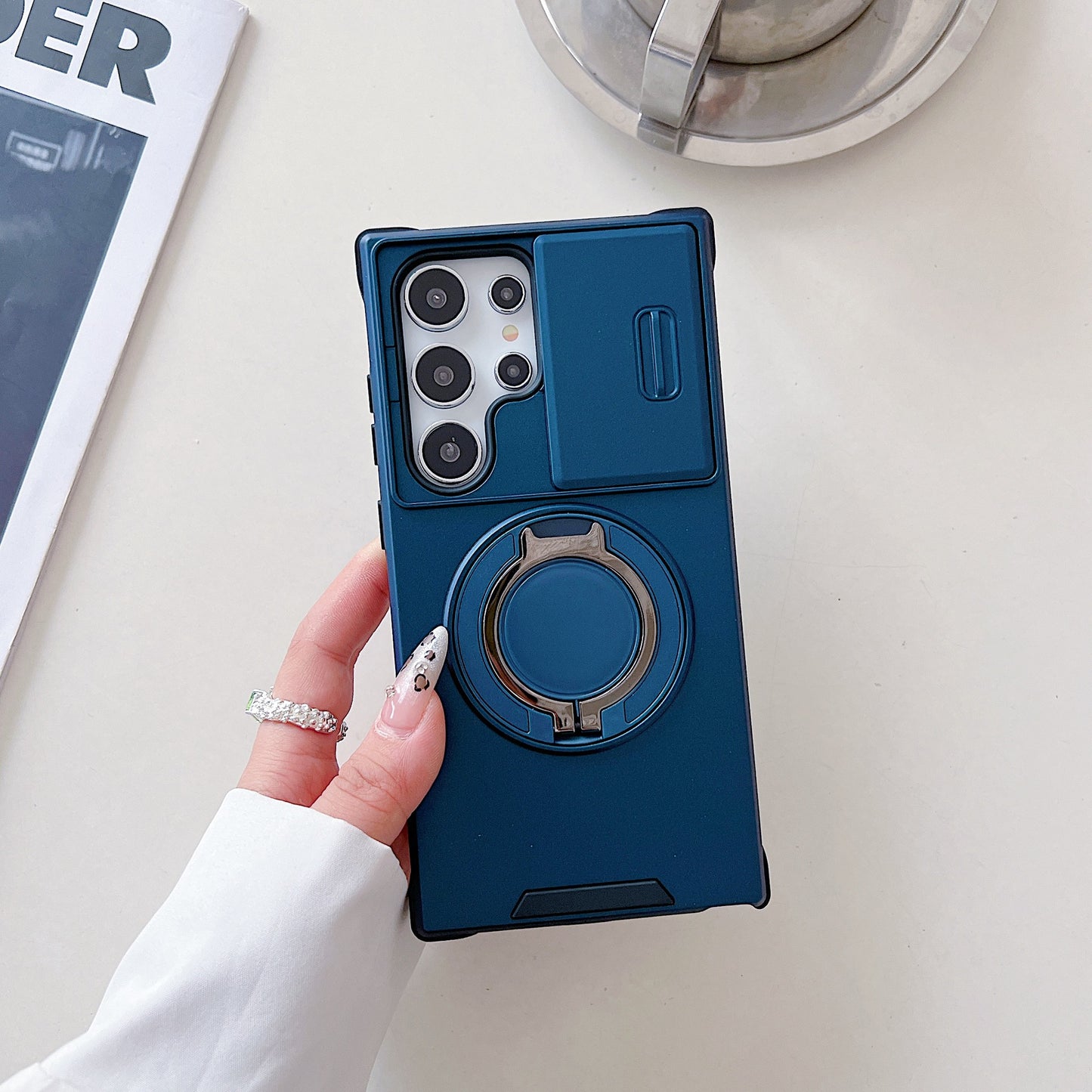 Push Window Lens Protection Magnetic Stand Case Cover for Samsung S Series