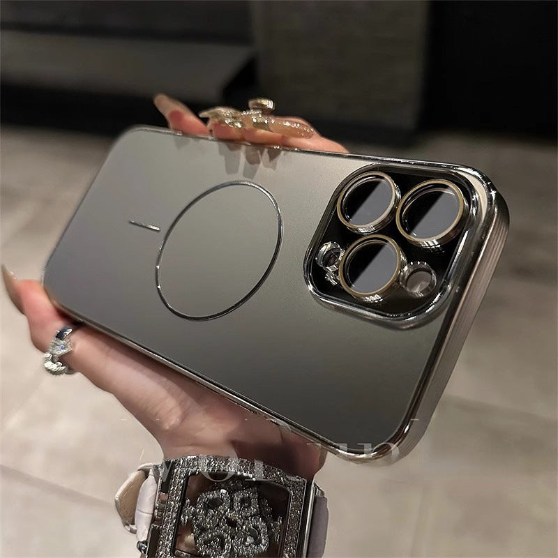 Ultra-Thin Frosted Magnetic & Brushed Metal Frame Case Cover for iPhone