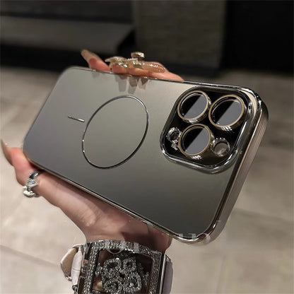 Ultra-Thin Frosted Magnetic & Brushed Metal Frame Case Cover for iPhone
