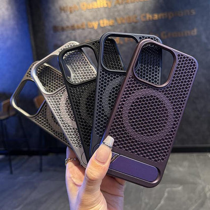 Metallic Breathable Invisible Stand Case Cover for iPhone