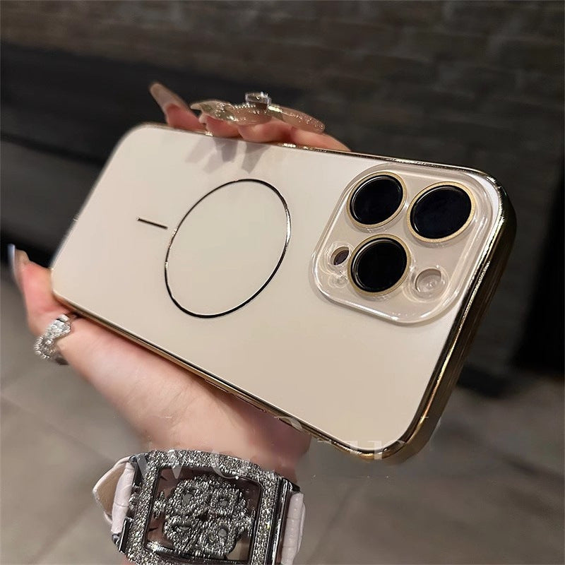Ultra-Thin Frosted Magnetic & Brushed Metal Frame Case Cover for iPhone