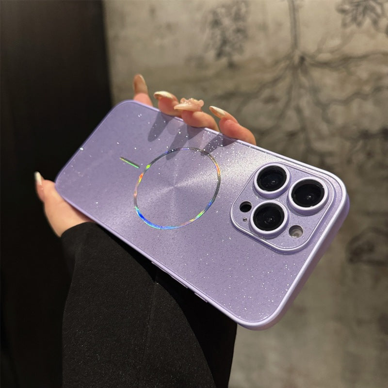 Ultra Slim Laser Magnetic Ring & Glitter Case Cover for iPhone