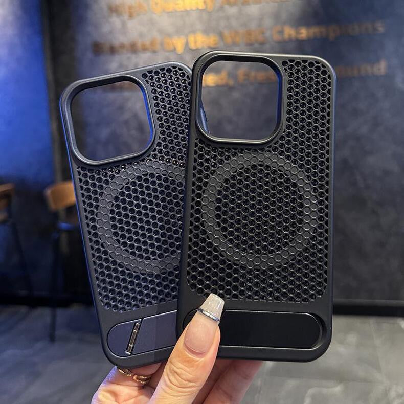 Metallic Breathable Invisible Stand Case Cover for iPhone