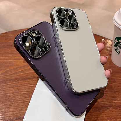 Luxury Leather Electroplated Bezel Case Cover for iPhone