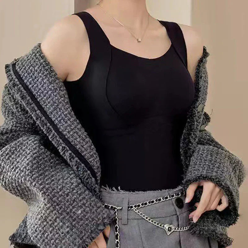 🔥 Cozy & Supported: Thickened Warm Tank Top with Shelf Bra! 👙