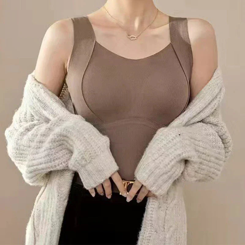 🔥 Cozy & Supported: Thickened Warm Tank Top with Shelf Bra! 👙