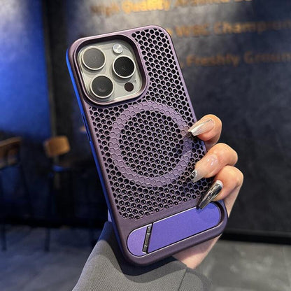 Metallic Breathable Invisible Stand Case Cover for iPhone