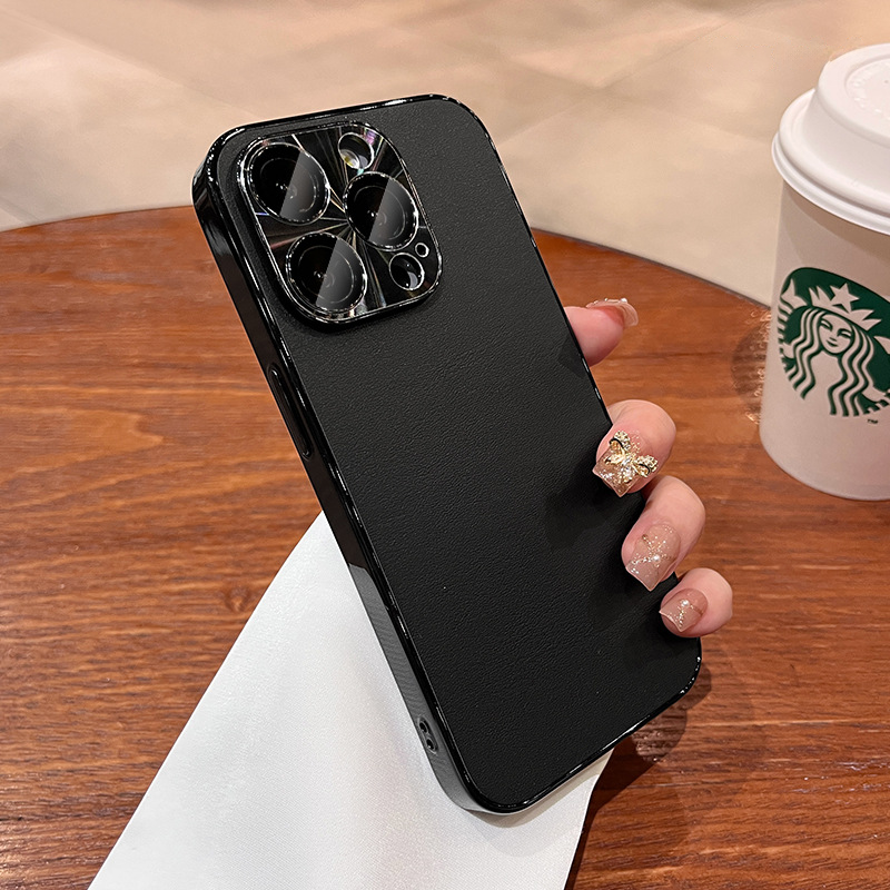 Luxury Leather Electroplated Bezel Case Cover for iPhone