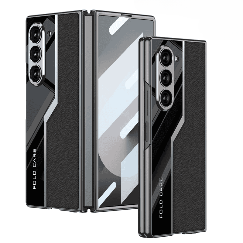 Lacquered Leather Woven Case Cover for Samsung Fold Series