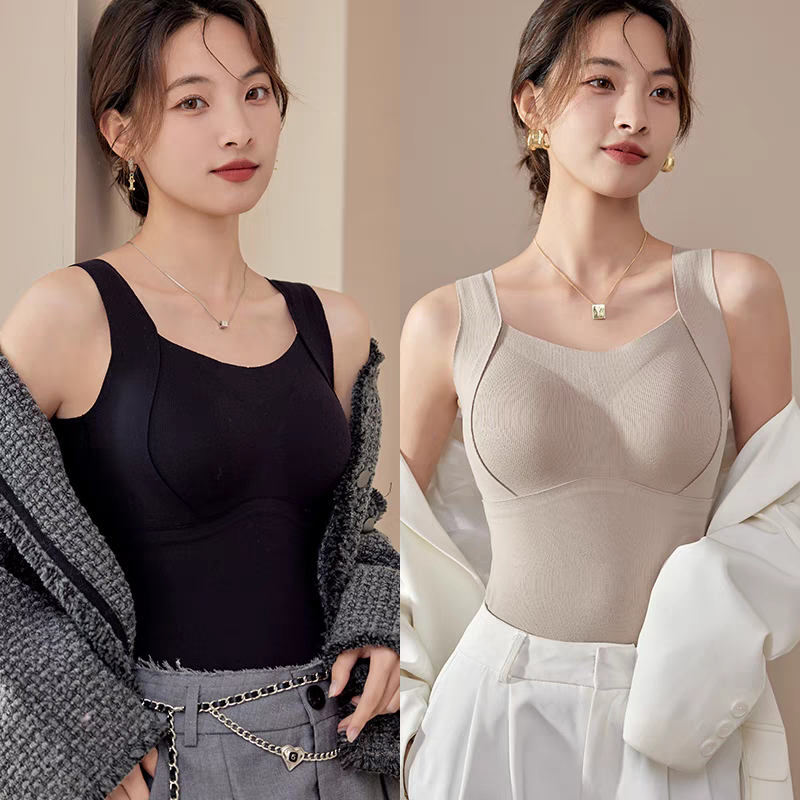 🔥 Cozy & Supported: Thickened Warm Tank Top with Shelf Bra! 👙