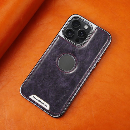 High-end Leather Metal Plating Bezel Case Cover for iPhone
