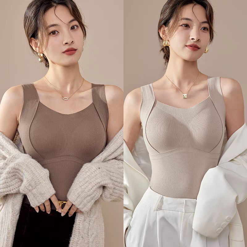 🔥 Cozy & Supported: Thickened Warm Tank Top with Shelf Bra! 👙