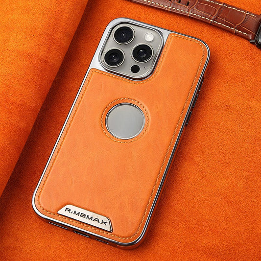 High-end Leather Metal Plating Bezel Case Cover for iPhone
